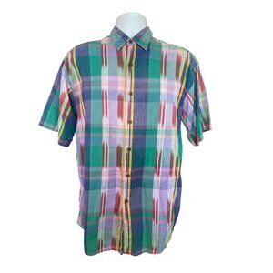 Arrow River Brand Large Short Sleeve Plaid Cotton Shirt For Men